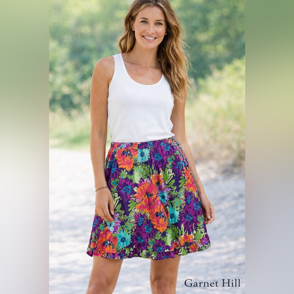 Garnet Hill NWOT Layered Cotton Spring Floral Mini Skirt Sz Small